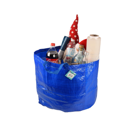 Duurzame Kunststof Opbergtas 60L | Blauw | 1 Stuk | 37cm x 40cm x 41cm | Herbruikbare Boodschappentas en Jumbo Verhuizen tassen | Opbergzak met Handvatten | Perfect als Winkelen en Wasserij Tassen, Strand & Picknick