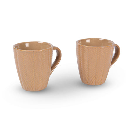 2x Luxe Keramische Beker Set - Koffie- en Theebekers, 200ml Capaciteit, Beige Kleur