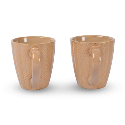 2x Luxe Keramische Beker Set - Koffie- en Theebekers, 200ml Capaciteit, Beige Kleur