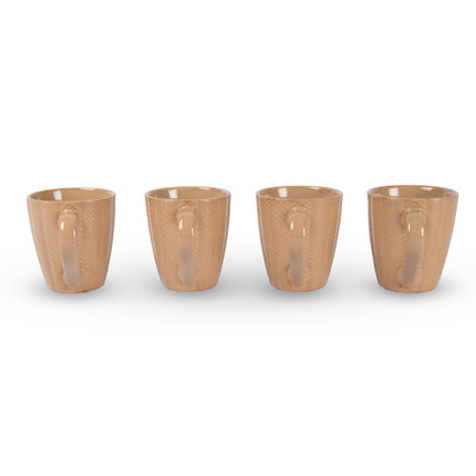 4x Luxe Keramische Beker Set - Koffie- en Theebekers, 200ml Capaciteit, Beige Kleur