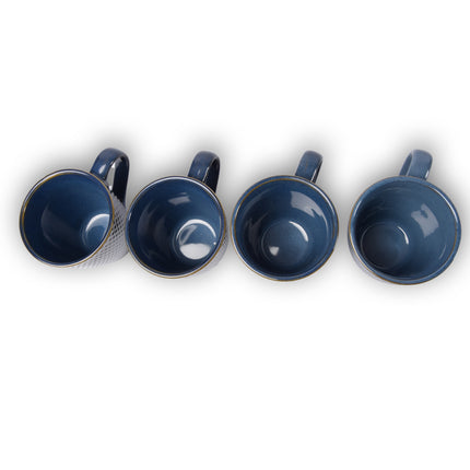 4x Luxe Keramische Beker Set - Koffie- en Theebekers, 200ml Capaciteit, blauw Kleur