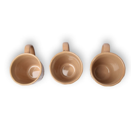 3x Luxe Keramische Beker Set - Koffie- en Theebekers, 200ml Capaciteit, Beige Kleur