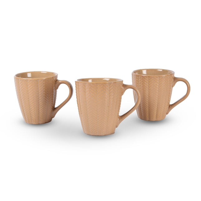3x Luxe Keramische Beker Set - Koffie- en Theebekers, 200ml Capaciteit, Beige Kleur
