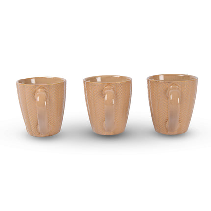 3x Luxe Keramische Beker Set - Koffie- en Theebekers, 200ml Capaciteit, Beige Kleur