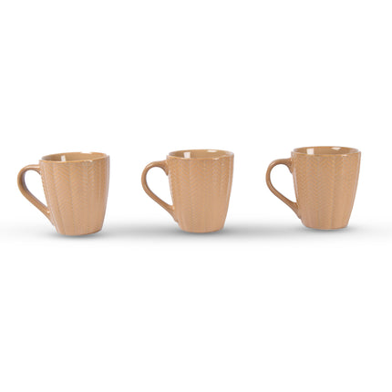 3x Luxe Keramische Beker Set - Koffie- en Theebekers, 200ml Capaciteit, Beige Kleur