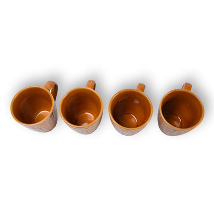4x Luxe Keramische Beker Set - Koffie- en Theebekers, 200ml Capaciteit, bruin Kleur