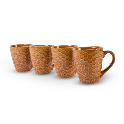 4x Luxe Keramische Beker Set - Koffie- en Theebekers, 200ml Capaciteit, bruin Kleur