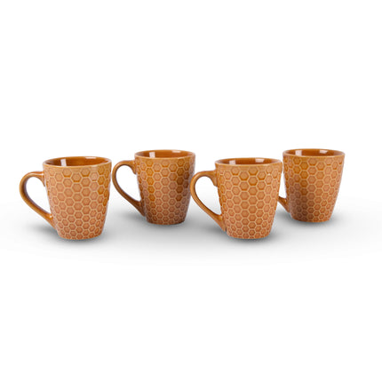 4x Luxe Keramische Beker Set - Koffie- en Theebekers, 200ml Capaciteit, bruin Kleur