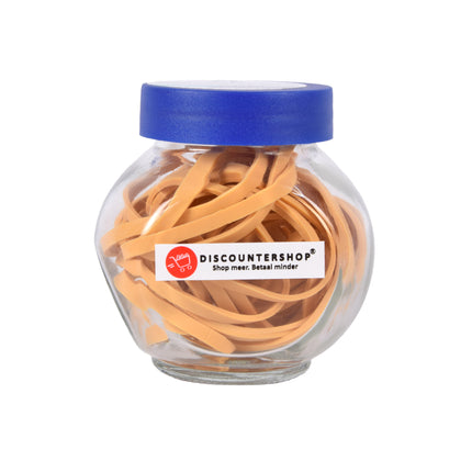 Multifunctionele Kleurrijke Rubberen Elastiekjes Set voor Klussen en Kantoor & School - Beige Glas Potje - Uitrekbaar tot 30cm