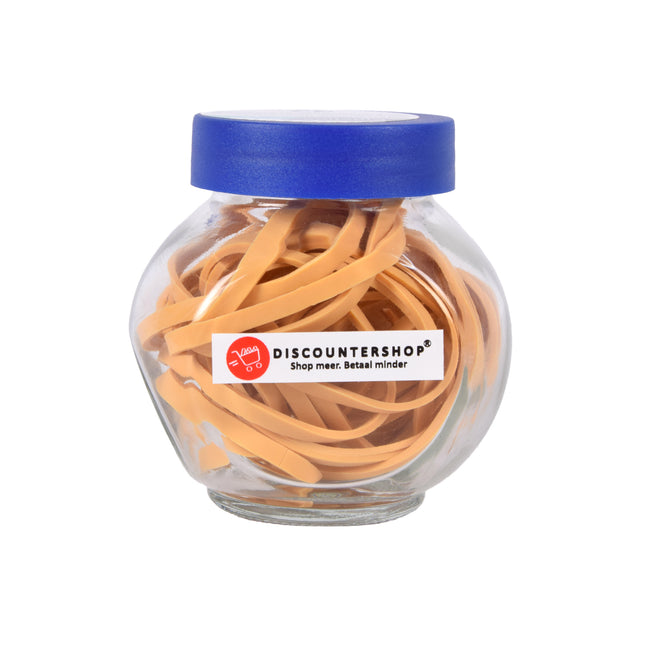 Multifunctionele Kleurrijke Rubberen Elastiekjes Set voor Klussen en Kantoor & School - Beige Glas Potje - Uitrekbaar tot 30cm