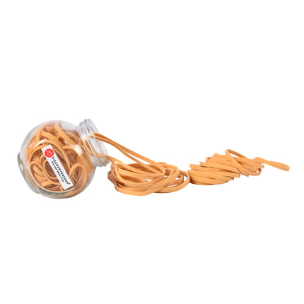 Multifunctionele Kleurrijke Rubberen Elastiekjes Set voor Klussen en Kantoor & School - Beige Glas Potje - Uitrekbaar tot 30cm