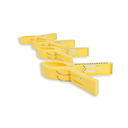 1 sets x 4pcs | geel | Handdoekklemmen | Handdoekclips | plastic | Handdoekhaakjes | Handdoekknijpers | 15cm*10cm*3cm