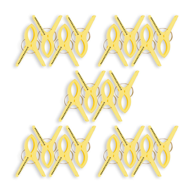 5 sets x 4 pcs | geel | Handdoekklemmen | Handdoekclips | plastic | Handdoekhaakjes | Handdoekknijpers | 15cm*10cm*3cm