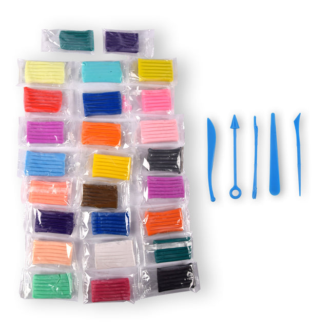 Polymeerklei Set - 26 Stuks Klei en 5 Gereedschappen - Handig Opbergkoffer - Multi Collor - Geschikt voor Boetseren en Knutselen