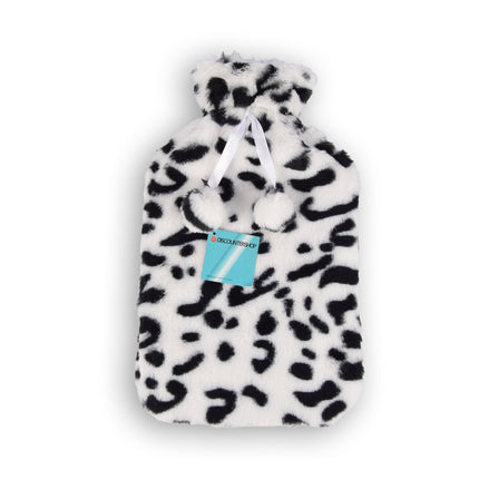 Wit & Zwart Kinderkruik met Cheetah Print Hoes - 0.85L - Polyester en Natuurrubber - 29cm x 2cm x 29cm