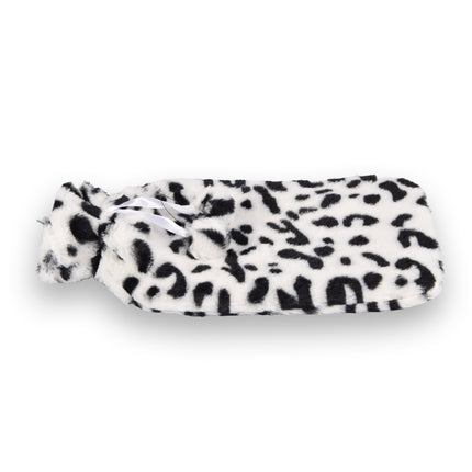 Wit & Zwart Kinderkruik met Cheetah Print Hoes - 0.85L - Polyester en Natuurrubber - 29cm x 2cm x 29cm