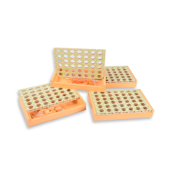 4 Stuks Kleurrijke Bordspellen voor Kinderen - vanaf 6+ Jaar - Inclusief 21 Rode en 21 Blauwe Fiches in één doos - 24cmx15cmx4cm 