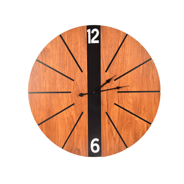 Elegante Bruine Houten Wandklok | Diameter 60cm | Stijlvolle Muurklok voor Thuis & Kantoor | Eenvoudig Afleesbaar | Werkt op AA Batterij (1.5V)