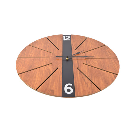Elegante Bruine Houten Wandklok | Diameter 60cm | Stijlvolle Muurklok voor Thuis & Kantoor | Eenvoudig Afleesbaar | Werkt op AA Batterij (1.5V)
