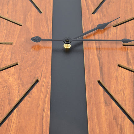 Elegante Bruine Houten Wandklok | Diameter 60cm | Stijlvolle Muurklok voor Thuis & Kantoor | Eenvoudig Afleesbaar | Werkt op AA Batterij (1.5V)