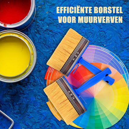 Blokkwast Blauw | Duurzame Kunststof Verfborstel | 14x4x23cm | Voor Wanden Plafonds Houtverf Schuur Hek Vloer | Varkenshaar en Synthetische Haren | Geschikt voor Water en Olie | Een Kwast van Luxe 