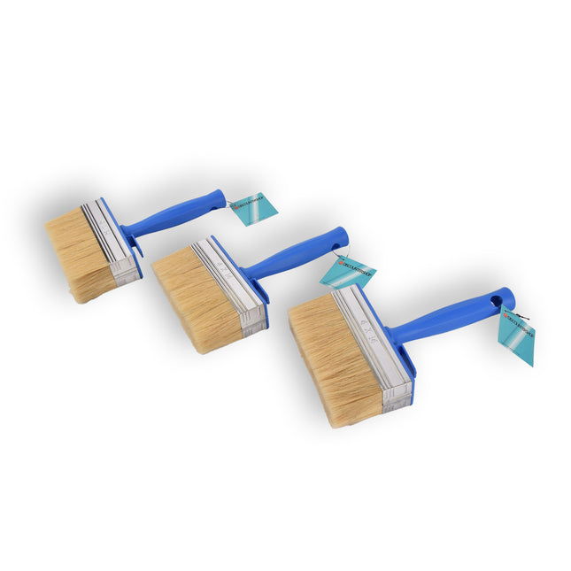 3x | Blokkwast | Plastic | Muurverfkwast | Kwast | Blauw | 23cm x 14cm x 4cm | Geschikt voor Watergedragen en Oliegedragen Verven