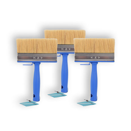 3x | Blokkwast | Plastic | Muurverfkwast | Kwast | Blauw | 23cm x 14cm x 4cm | Geschikt voor Watergedragen en Oliegedragen Verven