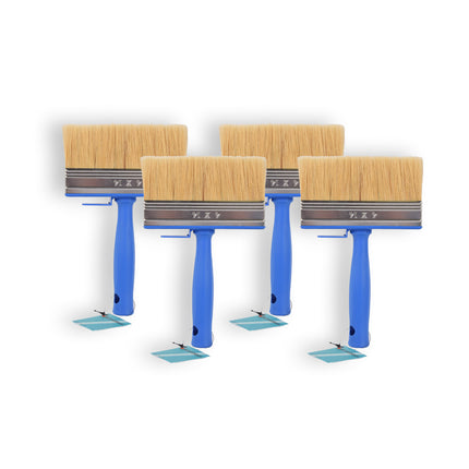 4x | Blokkwast | Plastic | Muurverfkwast | Kwast | Blauw | 23cm x 14cm x 4cm | Geschikt voor Watergedragen en Oliegedragen Verven