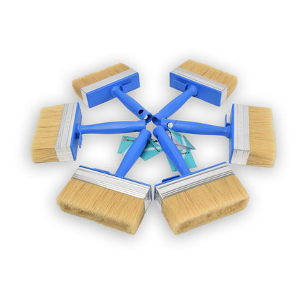 6x | Blokkwast | Plastic | Muurverfkwast | Kwast | Blauw | 23cm x 14cm x 4cm | Geschikt voor Watergedragen en Oliegedragen Verven