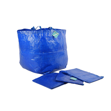 Vang harten met jouw tas creaties | 4 Blauwe Plastic Opvouwbare Boodschappentassen | 37cm x 40cm x 41cm | Ontketen je innerlijke coolheid met deze Boodschappentassen