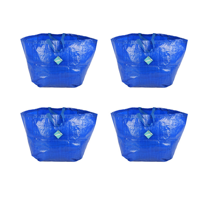 Vang harten met jouw tas creaties | 4 Blauwe Plastic Opvouwbare Boodschappentassen | 37cm x 40cm x 41cm | Ontketen je innerlijke coolheid met deze Boodschappentassen