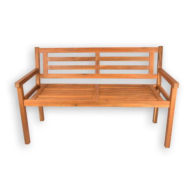 Stijlvolle Tuinbank Van Hout - Lichtbruin - Acaciahout - Voor Twee Personen - Eenvoudige Montage - 60cm x 120cm x 75cm - Slechts 10kg