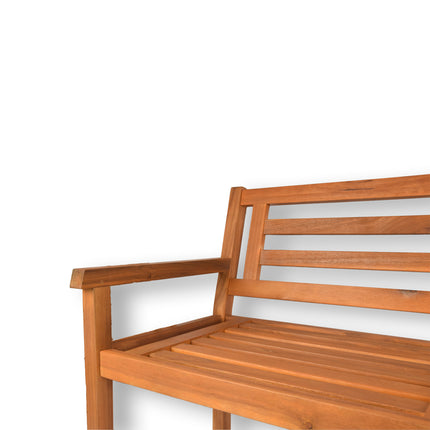 Stijlvolle Tuinbank Van Hout - Lichtbruin - Acaciahout - Voor Twee Personen - Eenvoudige Montage - 60cm x 120cm x 75cm - Slechts 10kg