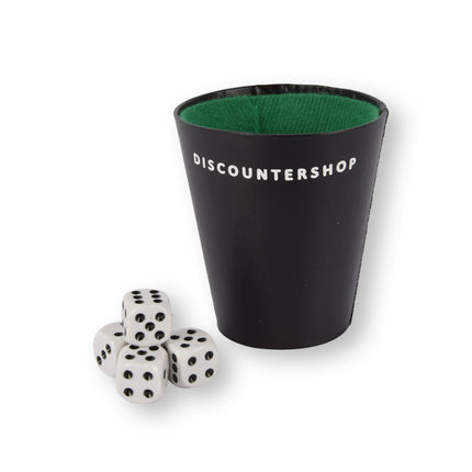 Dobbelspelset - 5 plastic game stenen met dobbelbeker - Gokstenen - met een enkelvoudig notitieboekje"