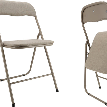 Klapstoel Beige - Opvouwbare Eettafelstoel met Zachte Zitting - Lichtgewicht en Duurzaam - Metalen Vouwstoel voor Binnen en Buiten - Draagkracht tot 100 kg