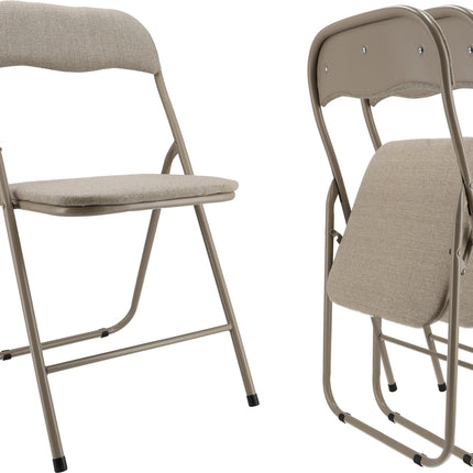 Set van 2 Opvouwbare Stoelen - Beige Klapstoelen - Compacte Inklapstoelen voor Eetkamer en Tuin