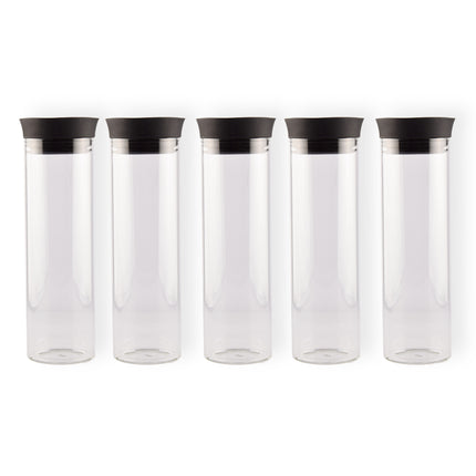 5x Stijlvolle Transparante Borosilicat Glazen Schenkkan | Schenkkan, Karaf, Schenkkannetje - Inhoud 5 Liter Lengte 27 cm – diameter 8cm 