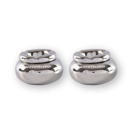 2x Zilveren Dolomiet Asbak - Speciaal Ontworpen Als Sigarettenasbak - Met Een Diameter Van 11cm En Een Hoogte Van 6cm - Luxe Rookaccessoire.