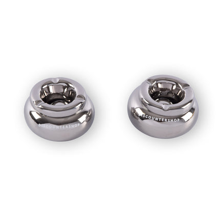 2x Zilveren Dolomiet Asbak - Speciaal Ontworpen Als Sigarettenasbak - Met Een Diameter Van 11cm En Een Hoogte Van 6cm - Luxe Rookaccessoire.