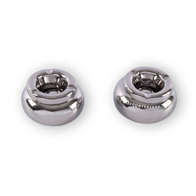 2x Zilveren Dolomiet Asbak - Speciaal Ontworpen Als Sigarettenasbak - Met Een Diameter Van 11cm En Een Hoogte Van 6cm - Luxe Rookaccessoire.