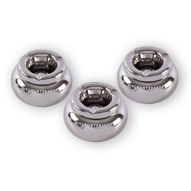 Set Van 3 Zilveren Dolomiet Asbakken - Perfect Voor Sigarettenas - Afmetingen 11cm Diameter: 6cm Hoogte - Luxe Rookaccessoire.