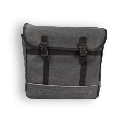 Fietstas | Dubbele fietstas | 35 liter | met kliksluiting | Met gat voor kinderzitje | Waterdichte fietstas | canvas grij | 36CMX34CMX14CM 