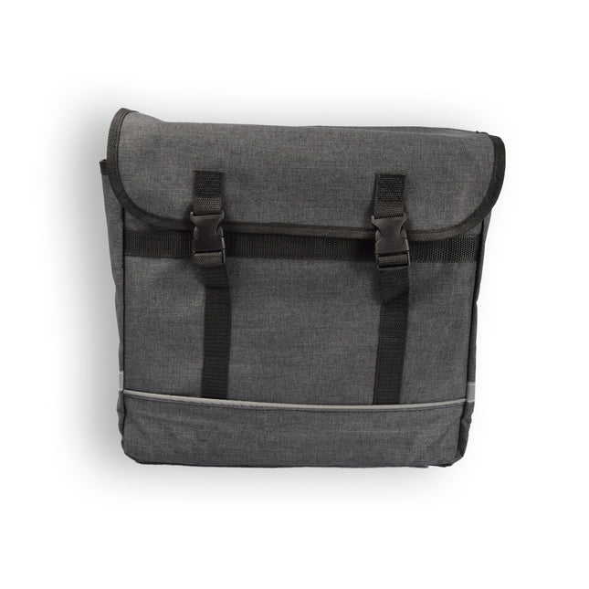 Fietstas | Dubbele fietstas | 35 liter | met kliksluiting | Met gat voor kinderzitje | Waterdichte fietstas | canvas grij | 36CMX34CMX14CM 