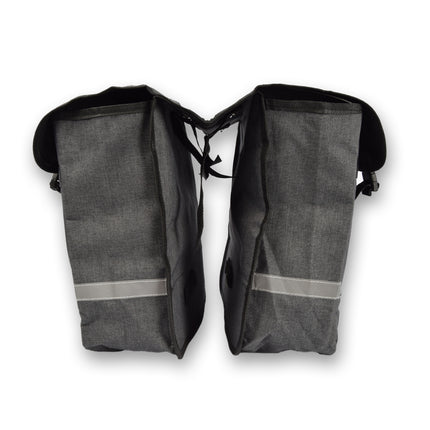 Fietstas | Dubbele fietstas | 35 liter | met kliksluiting | Met gat voor kinderzitje | Waterdichte fietstas | canvas grij | 36CMX34CMX14CM 