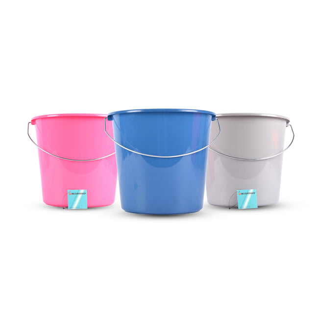 3 stuks Eenvoudig Schoonmaken met ons Assortiment 10 Liter Emmers met Handgreep - Diameter 27.50cm 