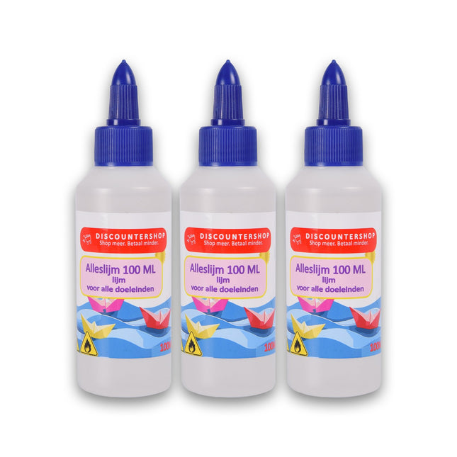 Set van 3 | Lijm | Kinderlijm | Alleslijm | Transparent | 633g | Houtlijm | 100 ml | Knutselen | Secondelijm | Contactlijm | knutsellijm | 4cm*14cm
