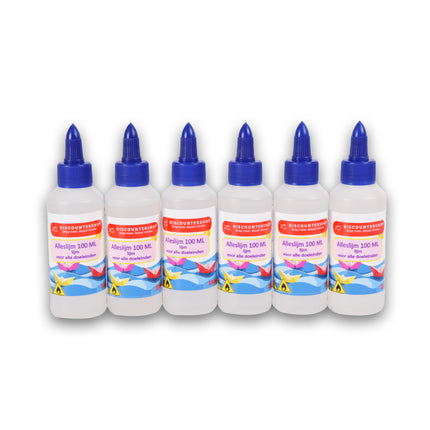 Set van 6 | Lijm | Kinderlijm | Transparent | 633g | 100 ml | Houtlijm | Knutselen | Secondelijm | Contactlijm | knutsellijm | 4cm*14cm
