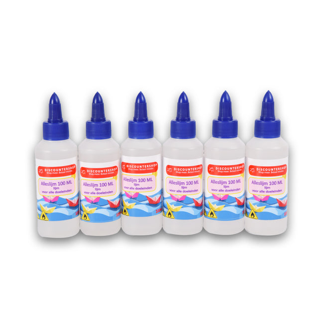 Set van 6 | Lijm | Kinderlijm | Transparent | 633g | 100 ml | Houtlijm | Knutselen | Secondelijm | Contactlijm | knutsellijm | 4cm*14cm
