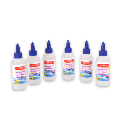 Set van 6 | Lijm | Kinderlijm | Transparent | 633g | 100 ml | Houtlijm | Knutselen | Secondelijm | Contactlijm | knutsellijm | 4cm*14cm