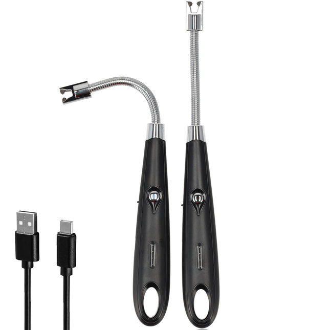 Plasma Aansteker - Elektrische USB-C Aansteker - Windproof BBQ & Kaarsen - Flexibel Zwart - USB Oplaadbaar - 24cm Lang